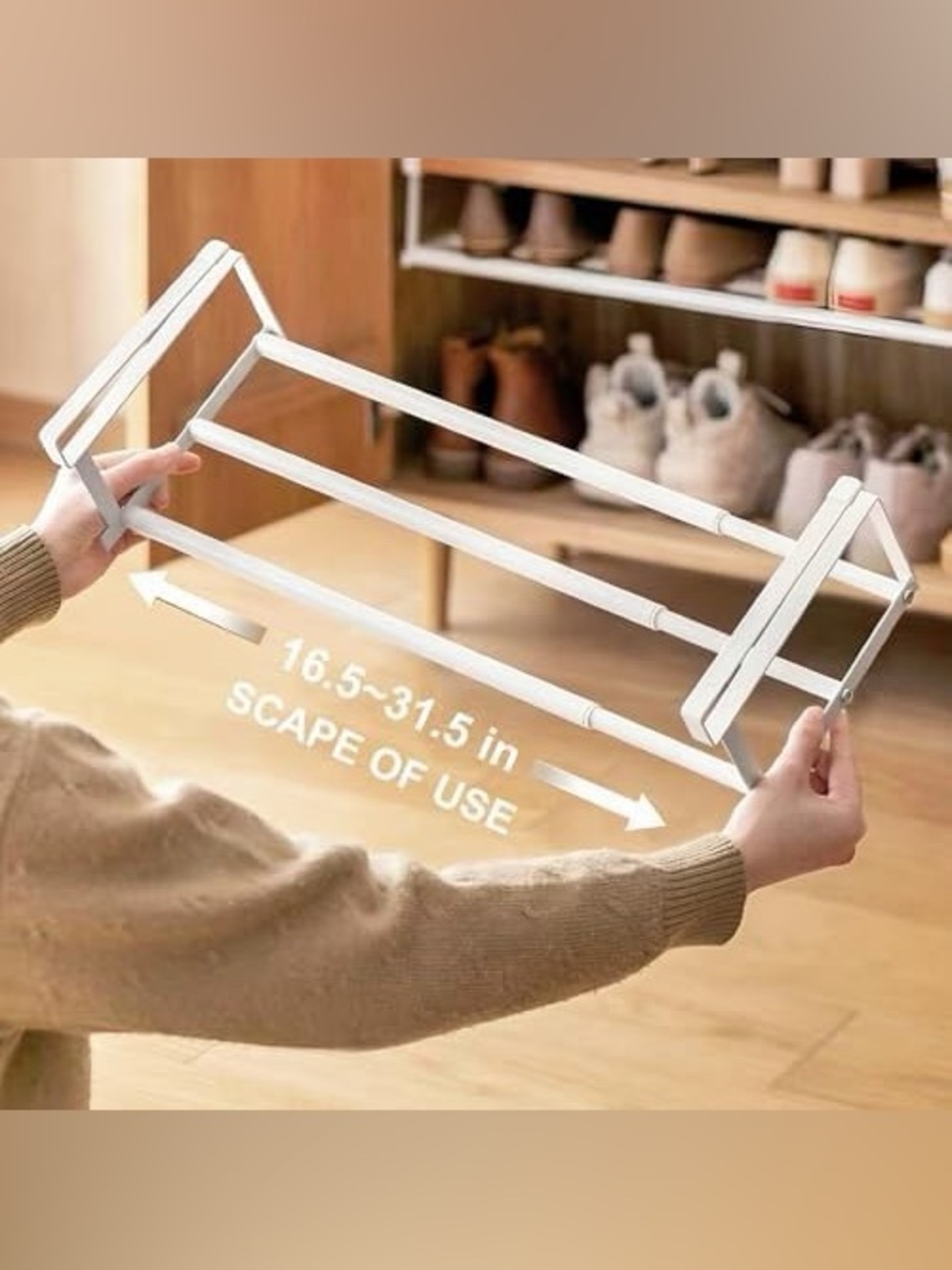 Expandable Shoe Rack Organizer - Adjustable Shoe Rack & Under Cabinet Shelf - Picture 5 of 11